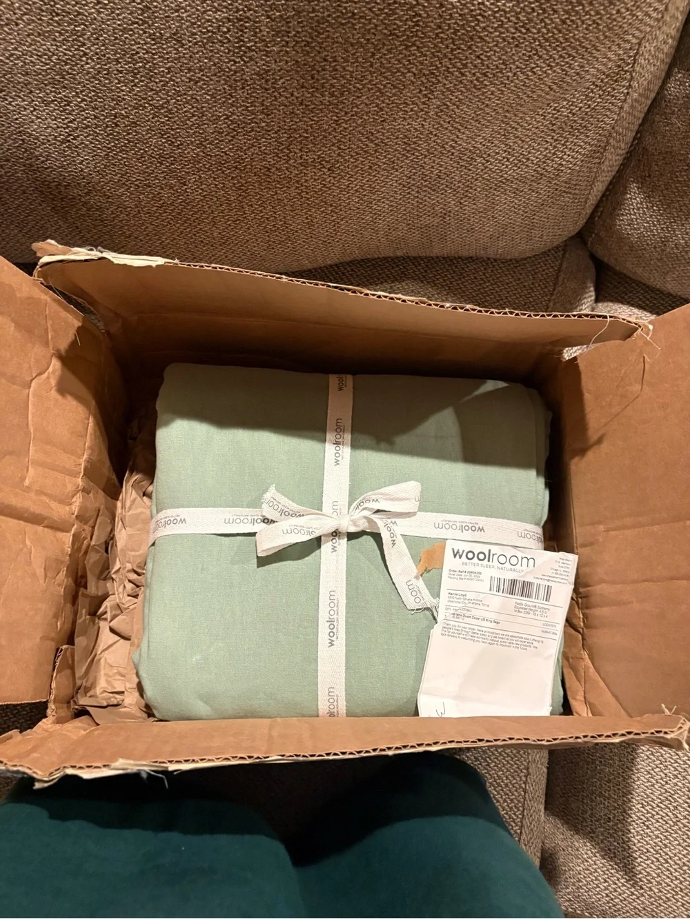 Sage Green Linen/Cotton Duvet Cover - Lightweight Relaxed sz King from Woolroom